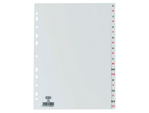 Separador alfabetico elba plastico 120 mc folio 16 furos a-z cinza , Elba , 155319 , 8412771992392